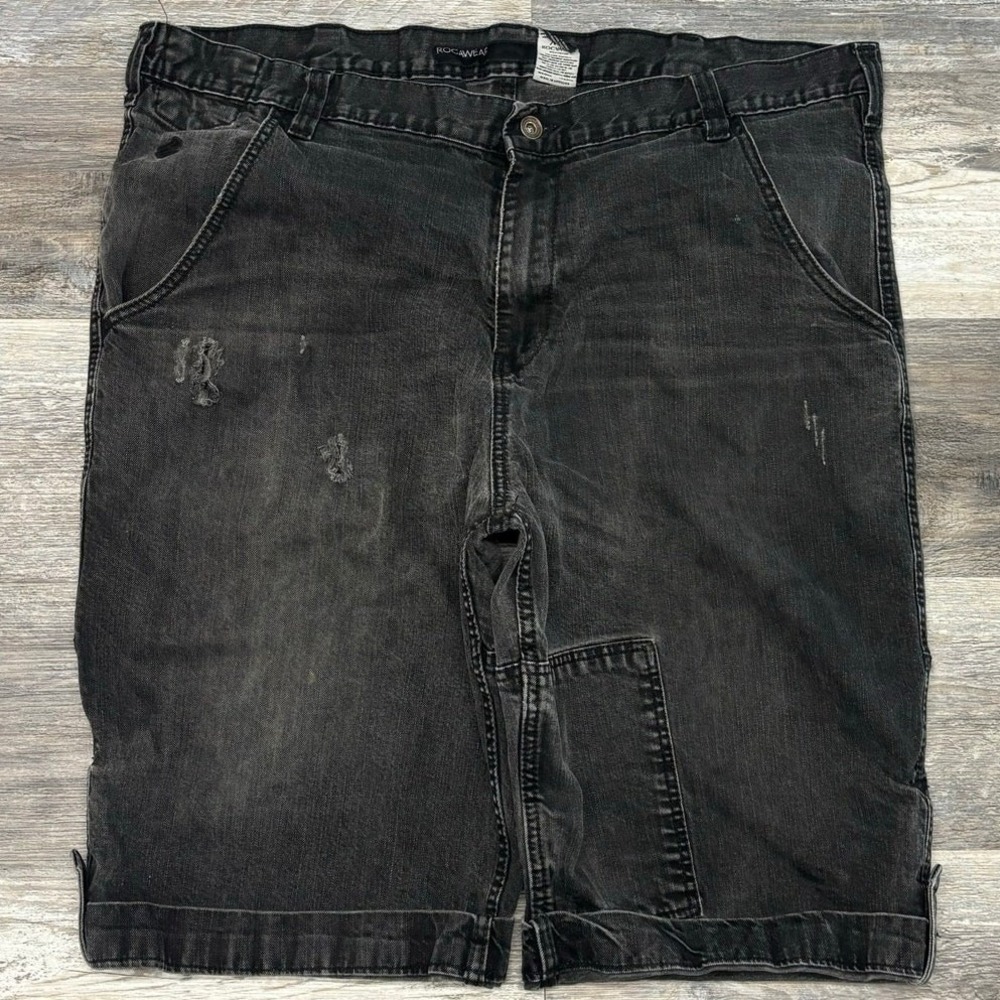 Rocawear Shorts Vintage Y2K Black Mens 42 Hip Hop Skater Faded Denim Jean Jorts‎